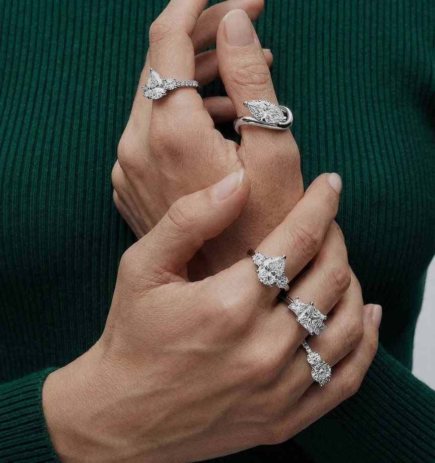 Diamond rings on hand